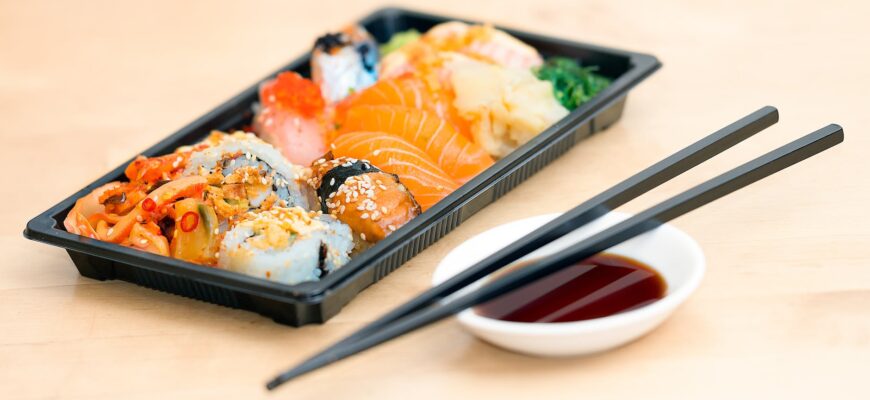 close up photo of sushi served on table